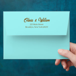 Custom Light blue Faux Gold Foil Formal 5x7 Envelope