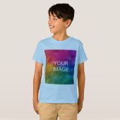 Custom Light Blue Template Add Photo Text Kids T-Shirt (Front Full)