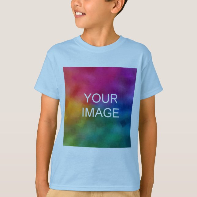 Custom Light Blue Template Add Photo Text Kids T-Shirt (Front)