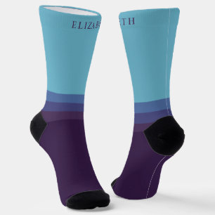Custom Light Dark Blue Purple Colour Block Socks