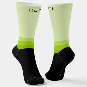 Custom Light Dark Bright Green Black Colour Block Socks