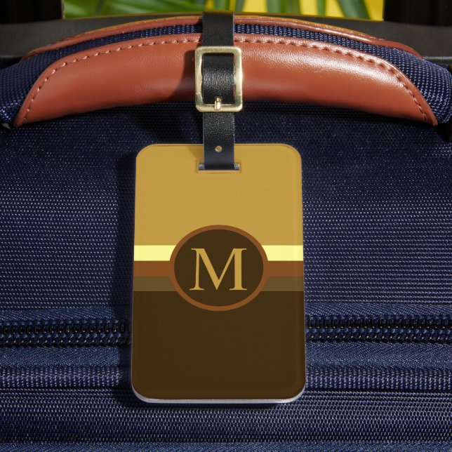 Custom Light Dark Brown Colour Block Luggage Tag (Front Insitu 2)