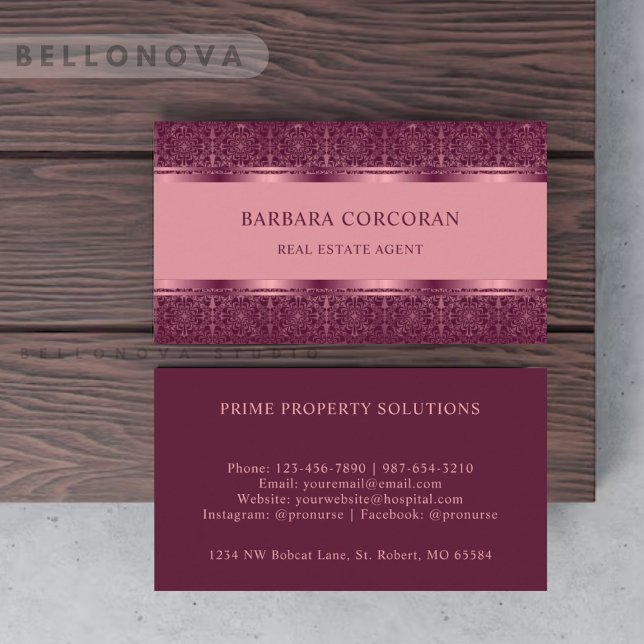 Custom Light Dark Pink Purple Abstract Monogram Business Card (Custom Light Dark Pink Purple Abstract Monogram Business Card)