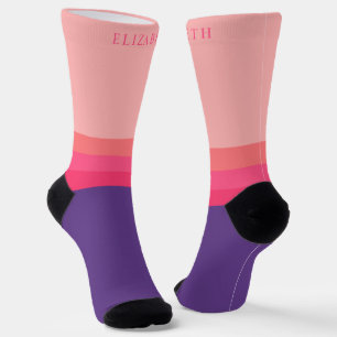Custom Light Dark Pink Purple Colour Block Socks