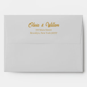Custom light gray Faux Gold Foil Formal 5x7 Envelope