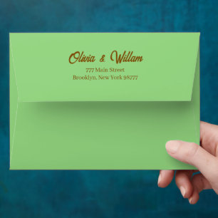 Custom Light green Faux Gold Foil Formal 5x7 Envelope