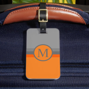 Custom Light Grey Dark Orange Colour Block Luggage Tag