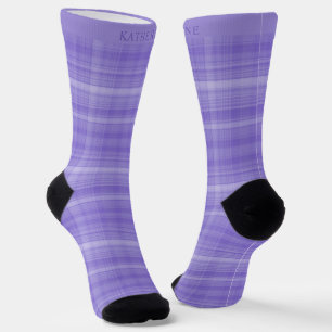 Custom Light Lavender Dark Purple Checkered Socks