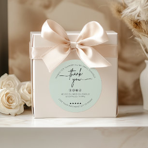 Custom Light Mint Sticker Thank You Label