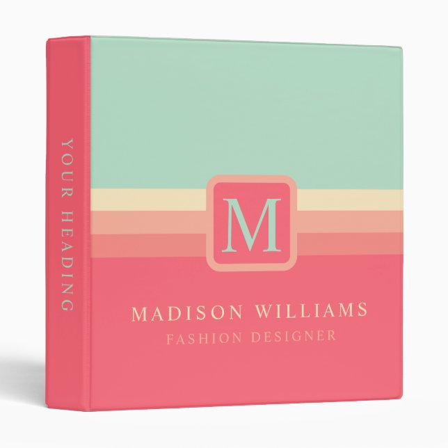 Custom Light Pastel Blue Yellow Pink Colour Block Binder (Front/Spine)