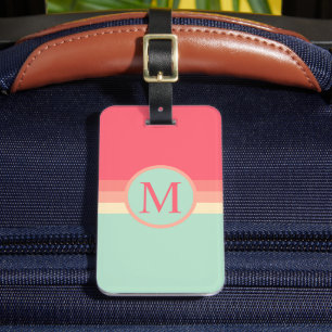 Custom Light Pastel Blue Yellow Pink Colour Block Luggage Tag