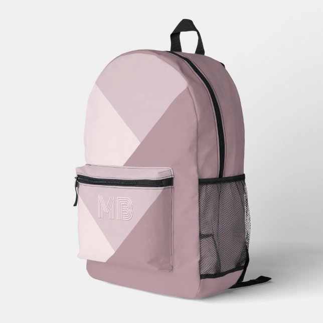 Custom Light Pastel Dusty Rose Mauve Blush Pink Printed Backpack (Back Corner Right)