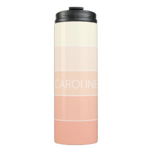 Custom Light Peach Coral Orange Stripes Pattern Thermal Tumbler
