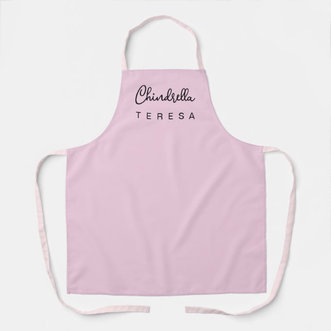 Custom Light Pink Minimalist Monogram Design Apron (Front)