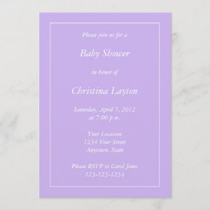 Custom Light Purple Baby Shower Invitations