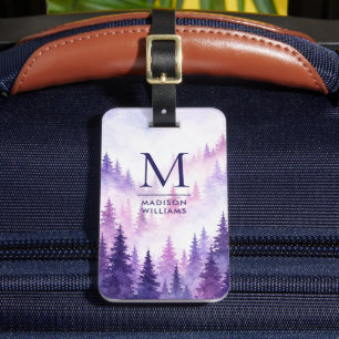 Custom Light Purple Dark Violate Pink Tropical Luggage Tag