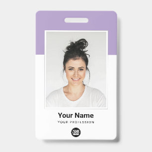 Custom Light Purple Employee Large Photo Logo Name Badge
