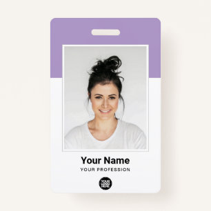 Custom Light Purple Employee Large Photo Logo Name Badge