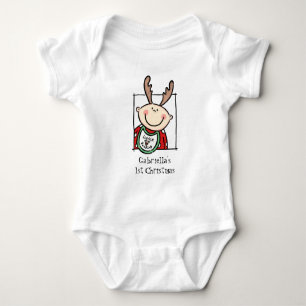 Custom Light Skin Tone Baby's First Christmas Baby Bodysuit