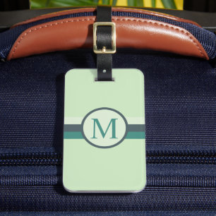 Custom Light Soft Teal Green Blue Colour Block Luggage Tag