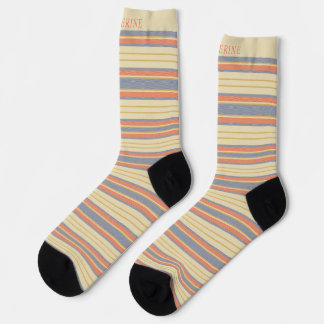 Custom Light Yellow Dark Orange Grey Stripes Socks