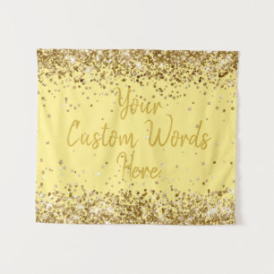 Custom Light Yellow Gold Birthday Party Photobooth Tapestry