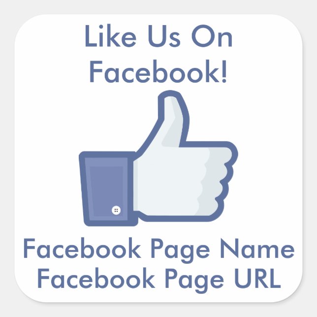 Custom Like Us On Facebook Business Window Square Sticker (Front)