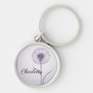 Custom lilac dandelion name tag  keychain