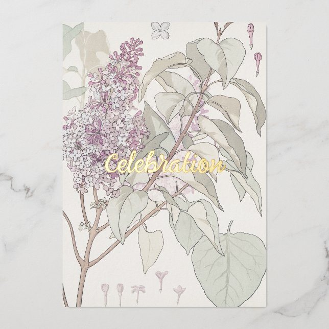 Custom Lilac Foil Invitation Card (Front)