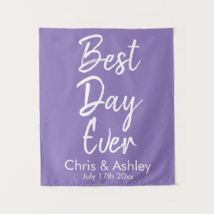 Custom Lilac Purple Wedding Backdrop Best Day Ever Tapestry