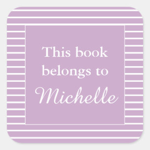 Custom Lilac This Book Belongs to Bookplate Label
