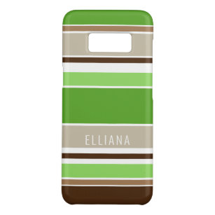 Custom Lime Green Dark Brown Beige White Stripes Case-Mate Samsung Galaxy S8 Case