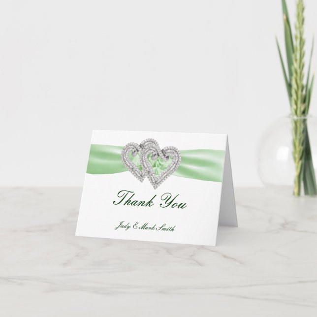 Custom Lime Hearts Thank You Card (Front)