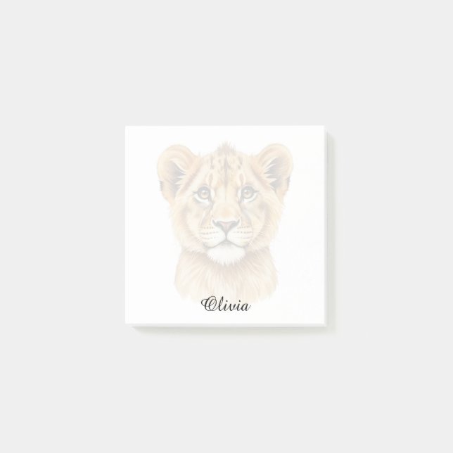 Custom Lion Cub Sticky Notes - Personalized (Front)
