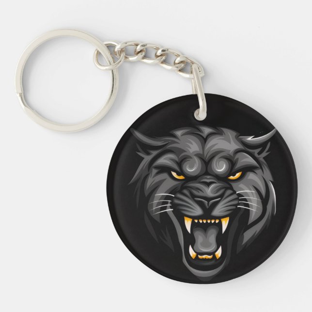 Custom Lion Head Keychain – Fierce Black (Front)