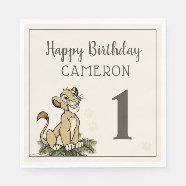 Custom Lion King Birthday Napkin (Front)