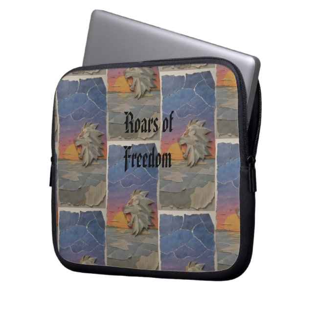 Custom Lion Sunset Laptop Sleeve (Front Left)