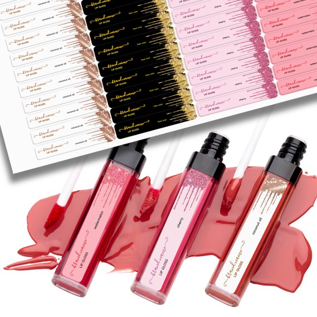 Custom Lip Balm With Gold Glitter Drip Labels (Creator Uploaded)