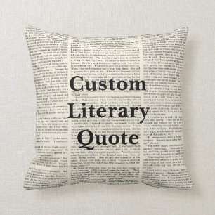 Custom Literary Quote, Book Page Background Throw Pillow