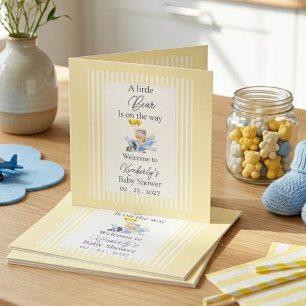 Custom Little Bear Baby Shower Welcome Sign Card,
