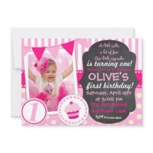Custom Little cupcake 1er invitation anniversaire
