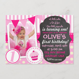 Custom Little cupcake 1st Birthday invitation