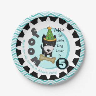 Custom Little Dog Lover 5th Birthday Paper Plates