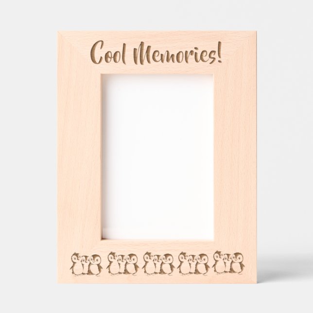 Custom Little Penguins, Winter, 5 x 7" Portrait Etched Frames (Front)