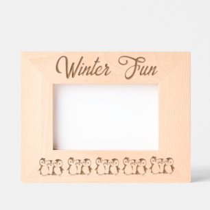 Custom Little Penguins, Winter, 6 x 4" Landscape Etched Frames