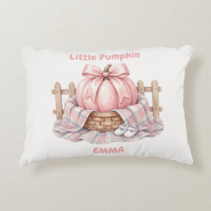 Custom Little Pumpkin Pinkoween Baby Watercolor Accent Pillow