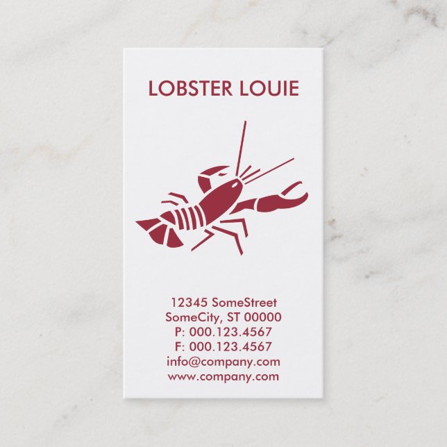 custom lobster company business card (Front)