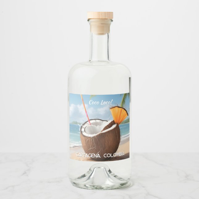 Custom Location Coco Loco Liquor Bottle Label (Front)