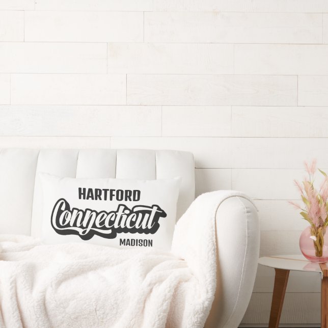 Custom Location & Name Connecticut Lumbar Pillow (Couch)