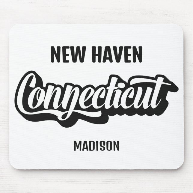 Custom Location & Name Connecticut Mouse Pad (Front)